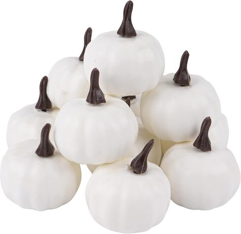 14 قطعة من القرع الاصطناعي الأبيض لعيد الشكر، حصاد القرع الاصطناعي، مشاريع القرع الزخرفية الريفية لتزيين خريف الهالوين in Kuwait