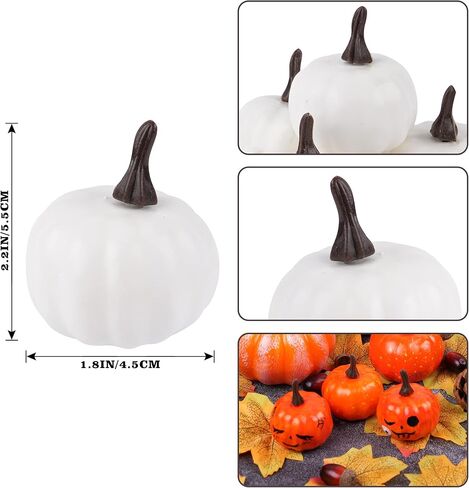 14 قطعة من القرع الاصطناعي الأبيض لعيد الشكر، حصاد القرع الاصطناعي، مشاريع القرع الزخرفية الريفية لتزيين خريف الهالوين in Kuwait