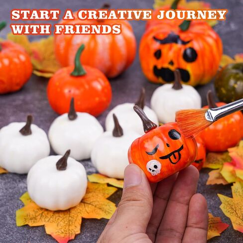 14 قطعة من القرع الاصطناعي الأبيض لعيد الشكر، حصاد القرع الاصطناعي، مشاريع القرع الزخرفية الريفية لتزيين خريف الهالوين in Kuwait