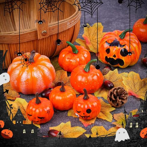 14 قطعة من القرع الاصطناعي الأبيض لعيد الشكر، حصاد القرع الاصطناعي، مشاريع القرع الزخرفية الريفية لتزيين خريف الهالوين in Kuwait