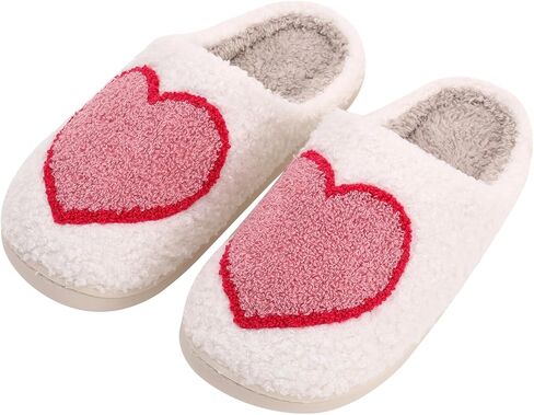 Happy Smile Face Slippers House Slippers for Women Cute Cartoon Design, Soft Plush, Cozy, with Evil Eyes, Strawberry Heart, Indoor/Outdoor in Saudi Arabia