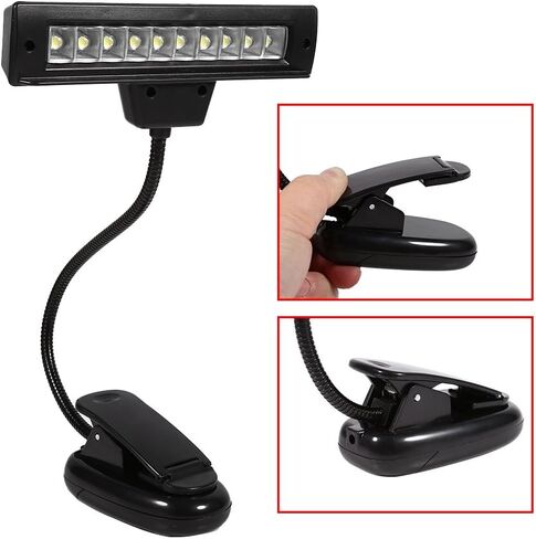 Clip on Light, Portable 10 LED Clip On Piano Light Music Stand Clamp Light Bedroom Desk Reading Lamp AC AC 110V ~220V 2# in Saudi Arabia
