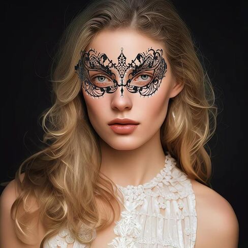 JOYFISCO Masquerade Mask for Women Black Venetian Masquerade Mask for Mardi Gras Halloween Prom Ball Party Costume Accessory in Kuwait