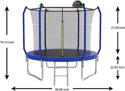 16 15 14 12 10 FT Trampoline Trampolines with Basketball Hoop,with Slide and Swings,Outdoor Trampoline with Safety Enclosure Net and Ladder, Spring Pad Premium Jump Mat for Kids and Adults in Saudi Arabia