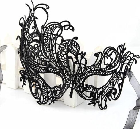JOYFISCO Masquerade Mask for Women Black Venetian Masquerade Mask for Mardi Gras Halloween Prom Ball Party Costume Accessory in Saudi Arabia