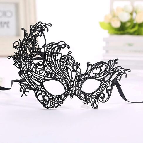 JOYFISCO Masquerade Mask for Women Black Venetian Masquerade Mask for Mardi Gras Halloween Prom Ball Party Costume Accessory in Saudi Arabia