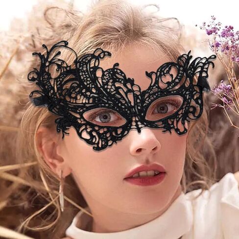 JOYFISCO Masquerade Mask for Women Black Venetian Masquerade Mask for Mardi Gras Halloween Prom Ball Party Costume Accessory in Saudi Arabia