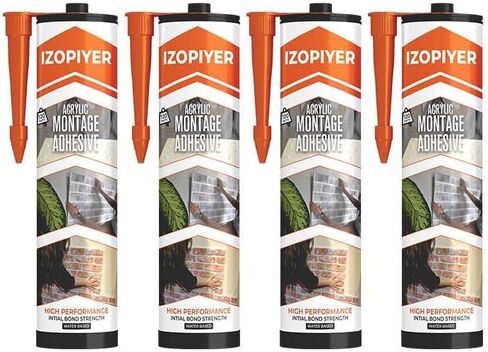 IZODEKOR Construction Adhesive - High-Strength Acrylic Adhesive Sealant for Wall Panels, Wood, Tile, Glass, and More | Instant Grab Formula for DIY & Construction Projects | 10.1 Fl. Oz, 8 Pack in Saudi Arabia