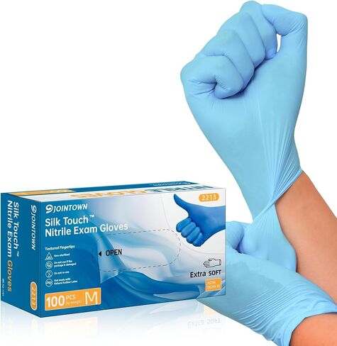 Nitrile Exam Gloves, 3.5-Mil Blue Gloves Disposable Latex-Free, Extra Soft Medical Gloves Medium 100 Pcs, Powder-Free for Medical, Cleaning, Cooking, Esthetician, Food-Safe Nitrile Gloves, M in Saudi Arabia