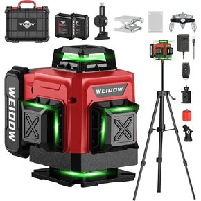 Laser Level 360 Self Leveling with Tripod,WEIDDW 4D Lazer Level,4x360° Cross Line Laser for Construction Project Renovation,Floor Tile, Laser Level Lines Tool with 2x4800mAh Batteries,Durable Case