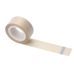 2" Width x 11 Yard Roll PTFE Coated Fiberglass High Temperature Tape with Silicone Adhesive Cloth, Release Surface on Heat sealers Beige