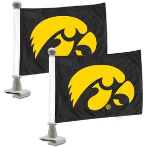 FANMATS 61905 Iowa Hawkeyes Ambassador Car Flags - 2 Pack Mini Auto Flags, 4in X 6in, Perfect for Hood or Trunk