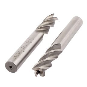 uxcell a15082100ux0039 3/8 x 3/8 Inch HSSAL 4 Flutes Straight Shank End Mill Cutter Bits 2pcs (Pack of 2)