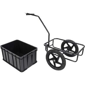 Bike Trailer Utility Cart and Bike Trailer Attachment Kit - 88lb Capacity Towable Bike Cargo Wagon for Travel