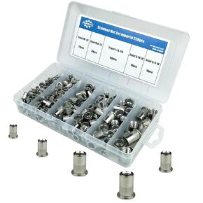 860 Pcs Metric Rivet Nuts Kit, M3 M4 M5 M6 M8 M10 M12, Rivnut Assortment Carbon Steel Zinc Plated Flat Head, Nutserts with Case
