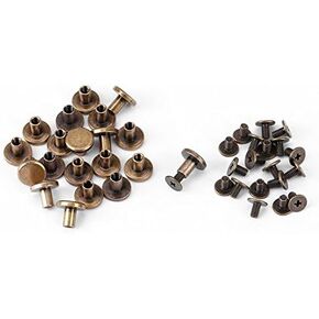 20pcs Metal Rivet Flat Head Copper Brass Screws Nuts Nails Rivets Leather Accessories for Coats Bags Decoration (8mm)