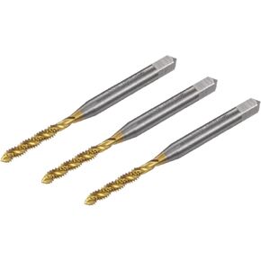 uxcell 3pcs Spiral Flute Thread Taps, 1/4-20 UNC H2 Screw Threading Tap, Titanium Coated 6542 High Speed Steel Machine Tapping Tools for Machinist Repair