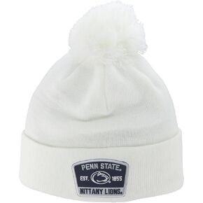 ZHATS Standard NCAA Officially Licensed Pom Beanie Patch Switchback White