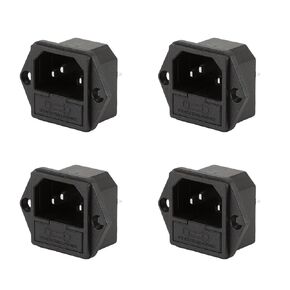 4PCS IEC320 Installation Inlet Module Plug C14 Power Connector Socket AC 250V 10A 3-pin Panel Mount Adapter for Computer Host Monitor Socket Fuse Holder