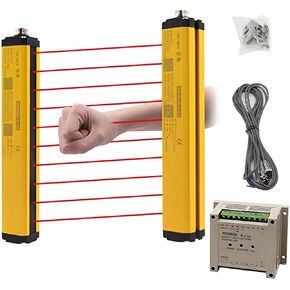 CGOLDENWALL Safety Light Curtains Safety Protection Sensor Light Screen Beam pitch 40mm, Beams 10, Protection height 360mm, Total height 430mm with controller and cable