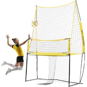 A11N Volleyball Practice Net Station with 3 Adjustable Heights - 6'5'', 7'2'', 8' - Indoor and Outdoor Volleyball Training Equipment for Serving, Hitting, Spiking, and Dinking Practice
