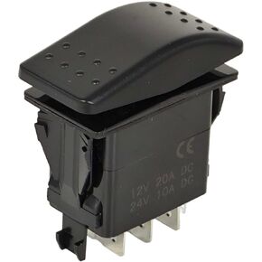 6 Pin (ON)-Off-(ON) Momentary Rocker Switch VLD1S00B-AZC00-000 DPDT 20A 12VDC Sealed Non-Illuminated 3 Positions DIY Control