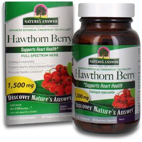 إجابة الطبيعة هاوثورن بيري 1500 مجم 90 كبسولة | يدعم نظام القلب والأوعية الدموية | خالي من الغلوتين، وغير معدل وراثيًا، ومعتمد للشريعة اليهودية | عدد واحد in Kuwait