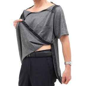 Unisex Post Shoulder Surgery Shirts,Long Sleeve,Sides and Full Arm Opening,Button-Up,Soft Cotton Material,Chemo Clothing for Home Care/Post Surgery/Dialysis/Elderly/Fracture/Disability/Rehab