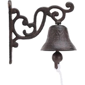 keebgyy Heavy Duty Cast Iron Wall Hanging Bell Welcome Sign, Hanging Doorbell Home Decor Indoor Outdoor Wall Dinner Bell for Front Door Garden Home Decor