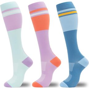 fenglaoda Compression Socks for Women Men 3 Pairs Graduated Compression Support Circulation Socks for Nurses