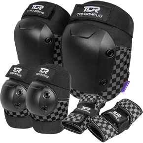 TOPDOMRUS Skateboard Knee and Elbow Pads Adult&Youth with Wrist Guards for Skate Protective Gear Set,Knee Pads for Roller Skating