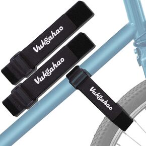 Bike Wheel Stabilizer Heavy Duty Versatile Hook & Loop Securing Straps Tie Downs Fastening Stabilizer Straps Reusable Bicycle Wheel Stabilizer Straps Black 2 Pack (Plastic Buckle, 1.5 in)