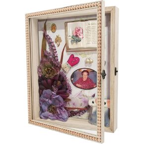 Graduation Shadow Box Frame ,11x14 Graduation Frames with Unique Design Beads, HD Glass Window, Metal Lock, Memory Box for Graduation Keepsake, Graduation Gown, Black