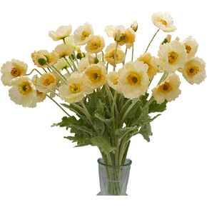 12 Pcs Orange Poppy Flowers Artificial, 22in Real Touch Silk Poppy Flowers for Indoor Home Decor