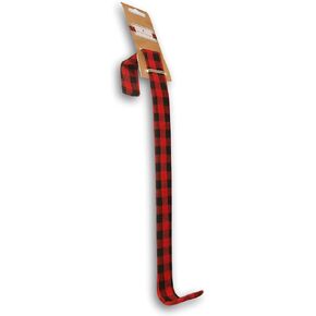 REGENT Buffalo Plaid Christmas Wreath Over-The-Door Fabric Covered Hanging Hook - 12 Inches Long (Black & White Check)