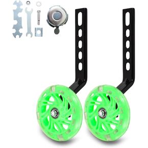 Training Wheels for bike, Compatibel for bikes of 12 14 16 18 20 inch, flash mute wheel with stabilizers Mounted for Boys Girls Safe Riding, 1 pair (black)