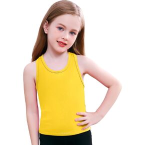 Girls Sleeveless Tank Tops High Neck Cropped Tanks Basic Racerback Dance Top for Kids Teen Gymnastics 4-14Y
