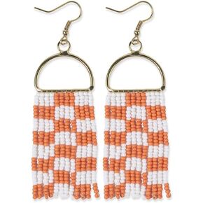 INK+ALLOY Game Day Earrings for Women, Beaded Fringe Earrings for Sports Fans, Handmade Jewelry for College Students, Alumni, Teachers, Team Gifts