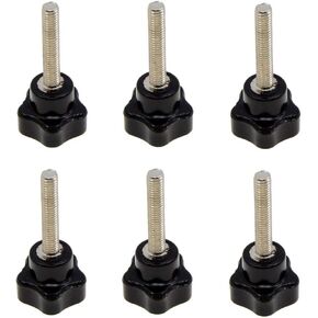 YXQ 5-Star Head Clamping Knob M6x10 Thread 25mm Dia Base Replacement Hand Black Plastic (6Pcs)