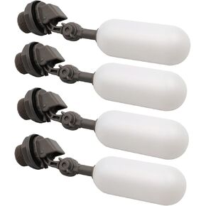 4 Pcs 3/4 Inch Water Float Valve with Adjustable Arm Plastic Water Filter Float Ball Valve for water tank Pool Livestock Water Trough Aquariums Aquaculture Ponds Reservoir Float Ball Valve