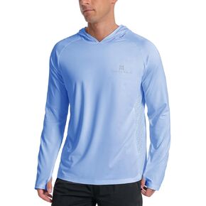 Men's Sun Protection Hoodie UPF 50+ Fishing Long Sleeve Rash Guard Shirt SPF UV Protection T-Shirt Lightweight