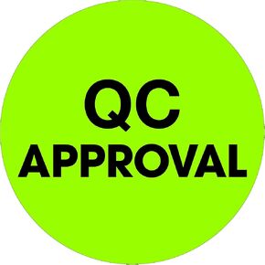 Tape Logic TLDL1255 Labels, QC Approval", 2" Circle, Fluorescent Green, 1 Roll of 500 Labels