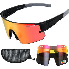 Baseball Sunglasses for Youth Men Women with 3 Lenses,TR90 Frame UV 400 Protection Polarized Cycling Sport Sunglasses