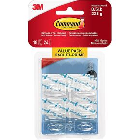 Command 17006CLR-VP Mini Hooks, Clear, 18 Count in Kuwait