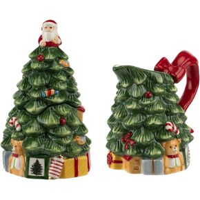 Spode Christmas Tree Sugar and Creamer Set | Set of Figural Tree Creamer Jug and Sugar Jar | Made of Fine Dolomite | 7.4-ounce creamer 5.3 Ounce Lidded Sugar Jar in Kuwait