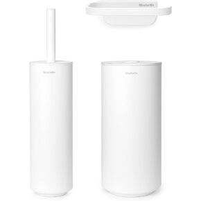 Brabantia MindSet Toilet Butler (Mineral Infinite Gray) Bathroom Toilet Stand with Shelf, Toilet Roll Holder & Toilet Brush, Non-slip Toilet Organizer