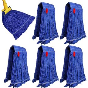 KLEEN HANDLER Blended Loop End Heavy Duty Mop Head Replacement, Wet Mop Refills for Industrial and Commercial Use, Dark Blue, 24 Oz (3-Pack)