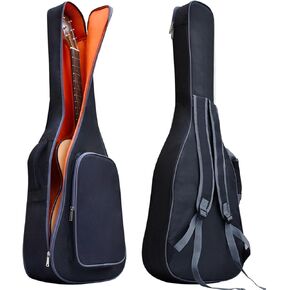 36 38 Inch Acoustic Travel Guitar Case Soft Thick Padding Waterproof Guitar Cases Gig Bag Adjustable Shoulder Strap Guitar Accessories Black (38Inch-7MM Thick Black, Acoustic guitar)