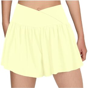 Girl Flowy Athletic Shorts with Pocket Butterfly Shorts 2 in 1 Running Skirts Cheer Tennis Shorts for Teen Active Workout