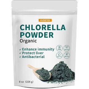 Chlorella Powder Natural- Chlorophyll Powder, Supports Immune System & Liver Function, Keep Youth, Vegan, Rich in Vegan Protein and Vitamins, 8 oz.